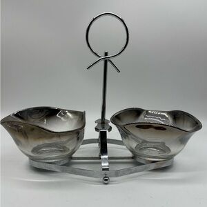 Vintage Double Bowl Serving Dish Stand